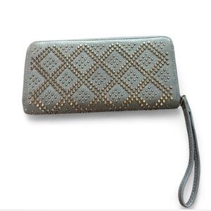 Studded Gray Wristlet Clutch